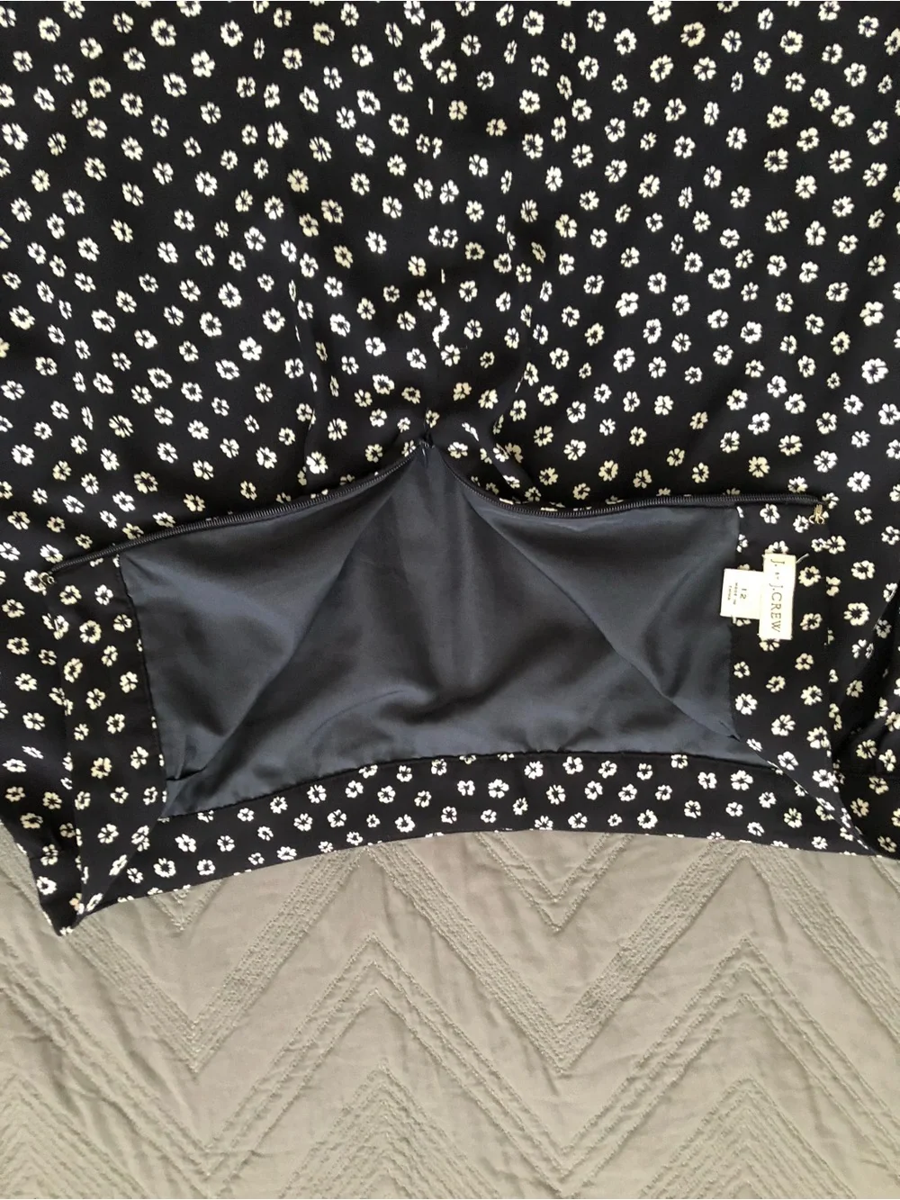 J. Crew Navy Blue Skater Skirt with White Floral Print
